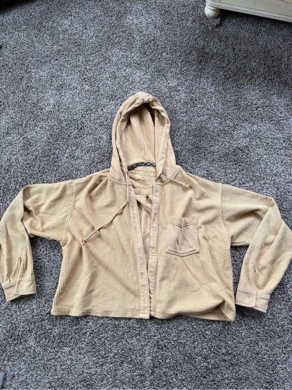 American Eagle Oversized Cropped Corduroy Hoodie